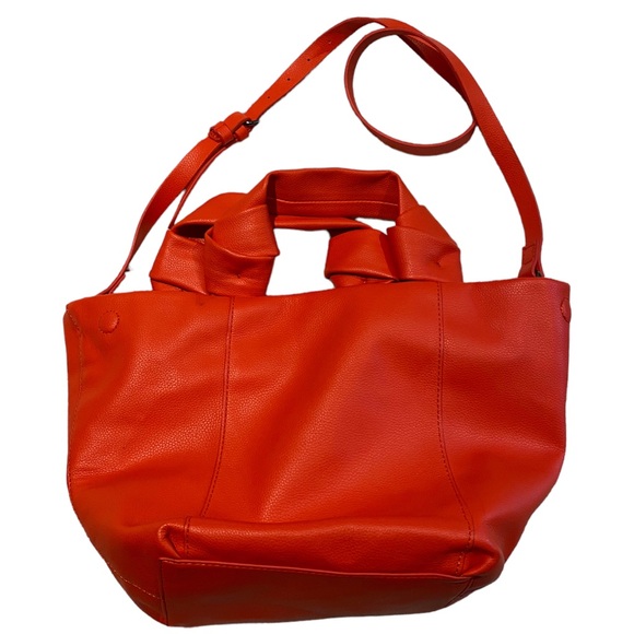 Zara Faux Leather Red-Orange Bucket Bag Purse - Picture 9 of 9